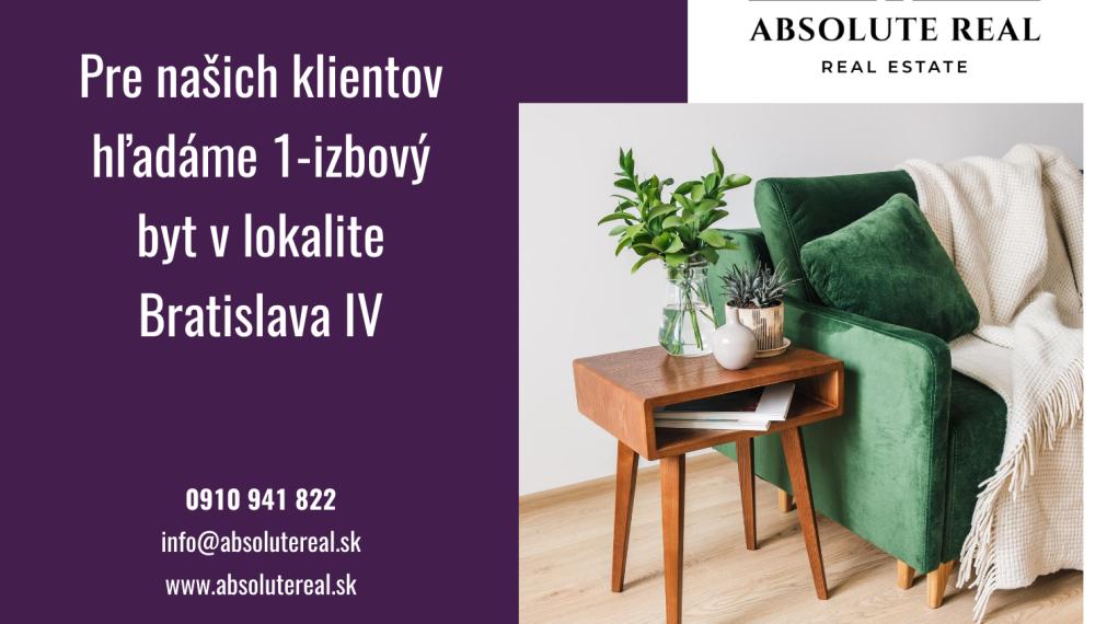 Hľadáme 1-izbový byt pre klientov
