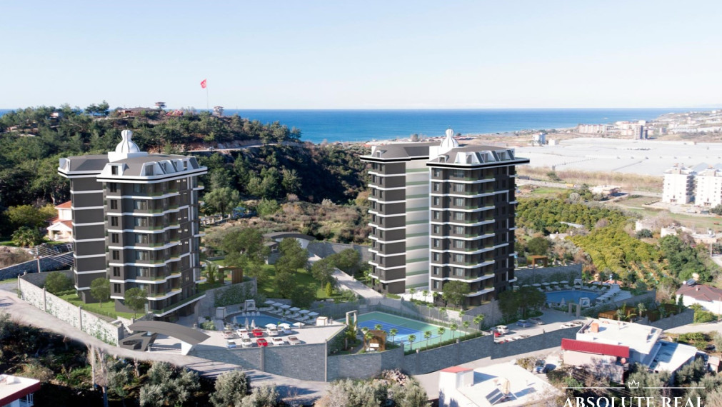 ABSOLUTE REAL / 2i apartmán 46 m2 pri mori, Turecko, Alanya, balkón