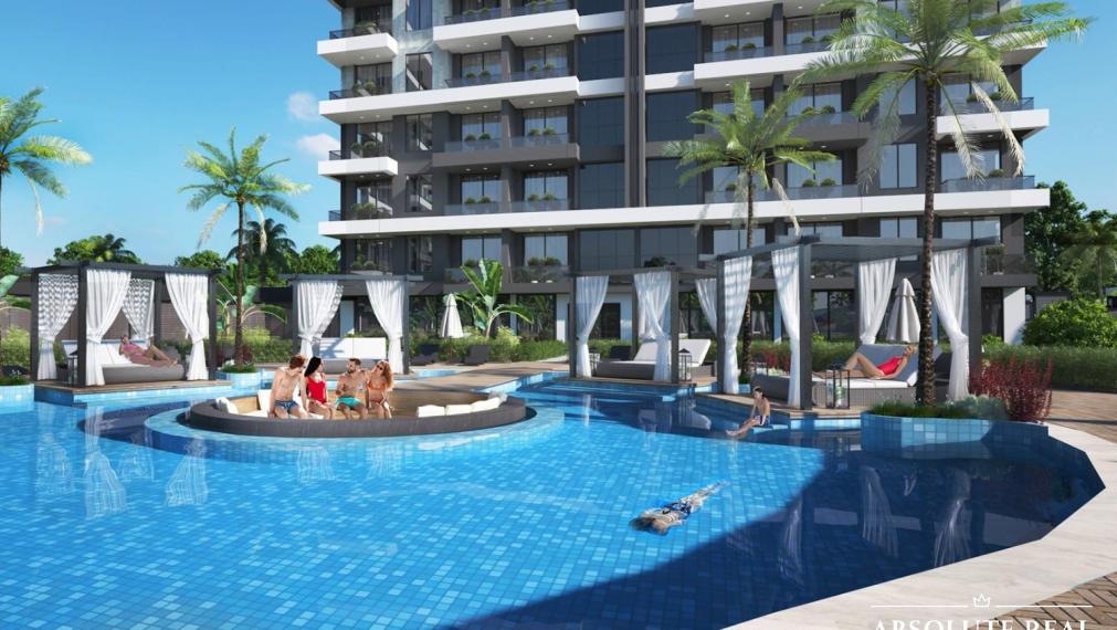ABSOLUTE REAL / 2i, 3i a 4i apartmány, Turecká riviéra, Alanya, balkón, terasa
