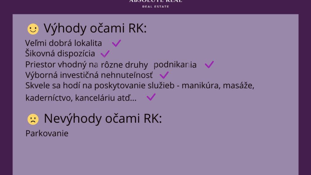 ABSOLUTE REAL / Útulný nebytový priestor v BA – Karlovej Vsi, Jána Stanislava, 36.06 m2