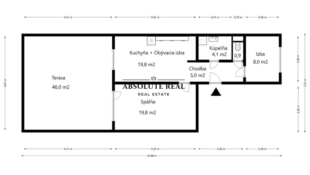 ABSOLUTE REAL / moderný 3i byt v BA – Ružinove, Astrová ulica, 60 m2, tehla, terasa 46 m2, pivnica