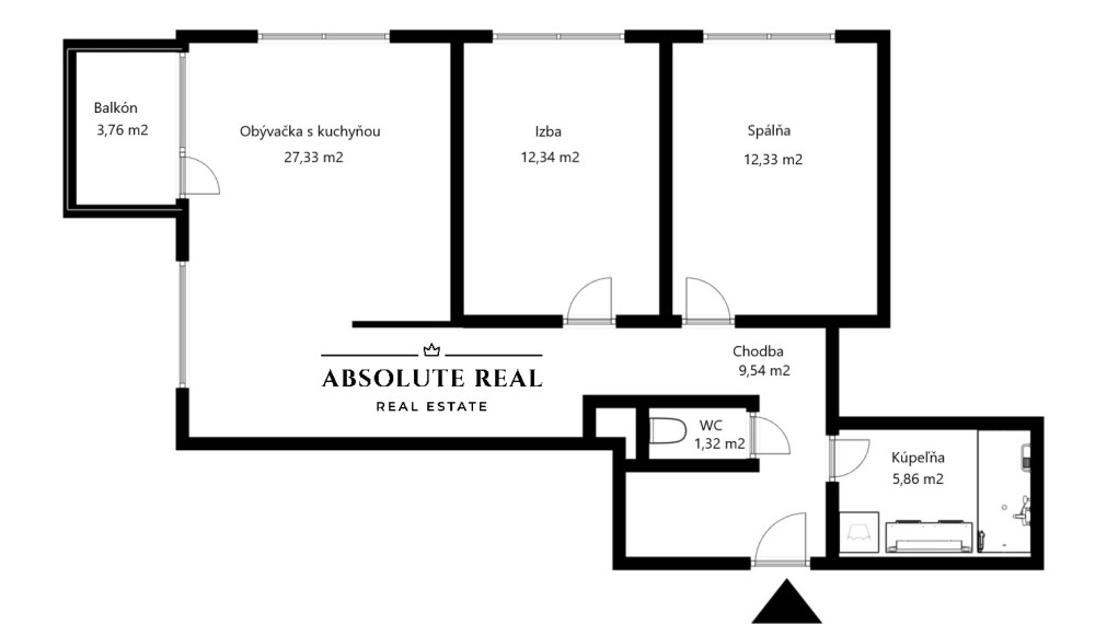 ABSOLUTE REAL / moderný 3i byt v BA – Dúbravke, Agátová ulica, 74.47 m2, balkón, pivnica, vnútorné garážové státie