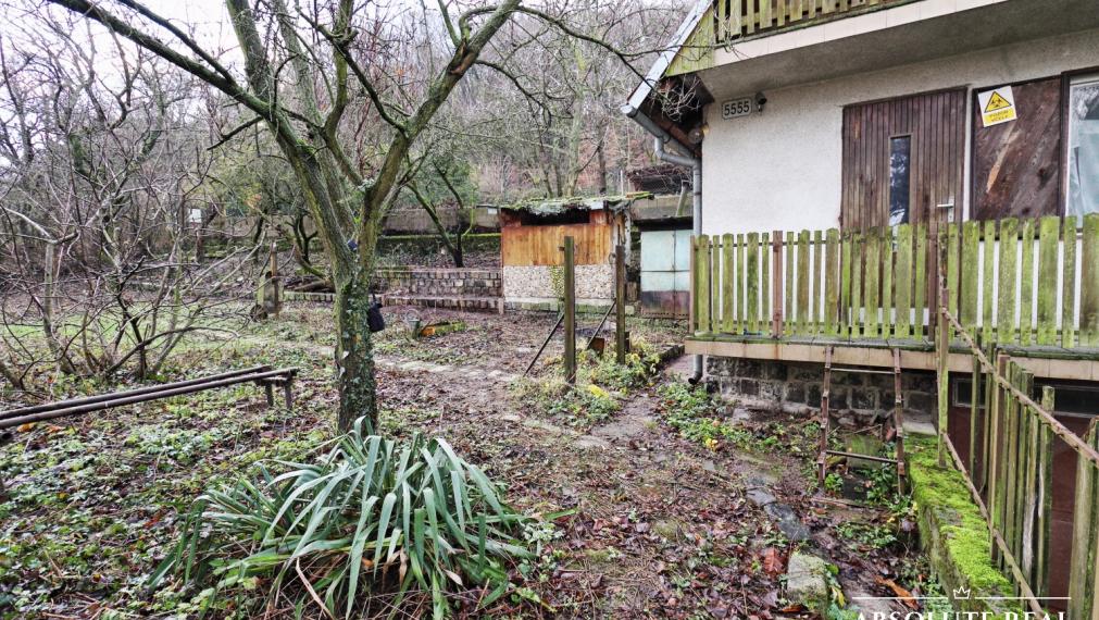 ABSOLUTE REAL / ZÁHRADA 364 m2, BRATISLAVA – DÚBRAVKA, Hanulova ulica, elektrina, mestská voda, oplotenie, chata