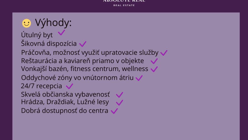 ABSOLUTE REAL / Útulný 2i apartmán v BA – Petržalke, Betliarska ul., bazén, posilňovňa