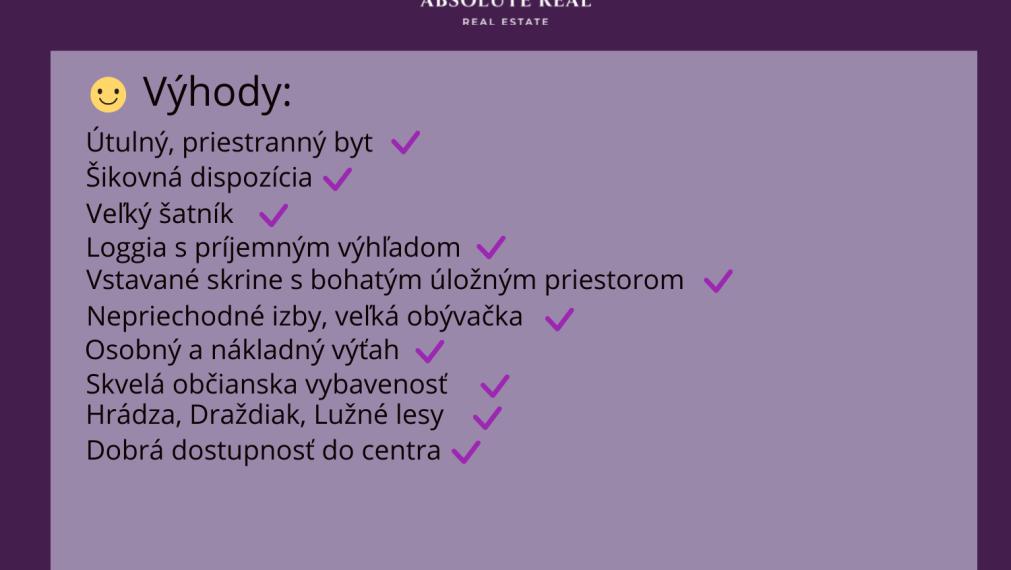 ABSOLUTE REAL / pekný 3i byt v Bratislave – Petržalke, Mlynarovičova ulica, 69.8 m2, lodžia, šatník, pivnica
